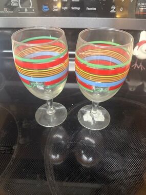 Fiestaware Mambo Libbey Striped Goblets - Pair